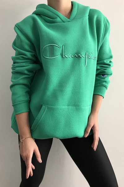 430 1919 Champion Yazılı Kapşonlu Sweat