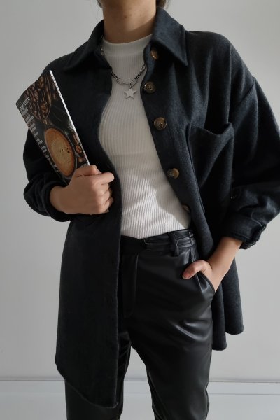 105 8953 Oversize Kaşe Gömlek