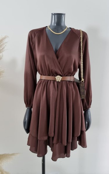 105 2547 Kruvaze Volanlı Elbise