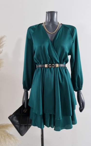 105 2547 Kruvaze Volanlı Elbise