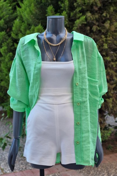 105 4612 Omzu Düşük Oversize Gömlek