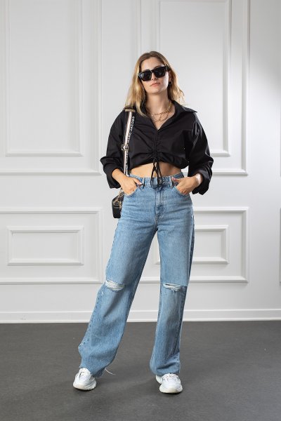250175 İspanyol wide leg dizi yırtık jean pantolon