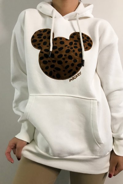 250185 Micky Tüylü Baskı Sweat-Shirt