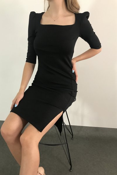110 3893 Kare Yaka Elbise