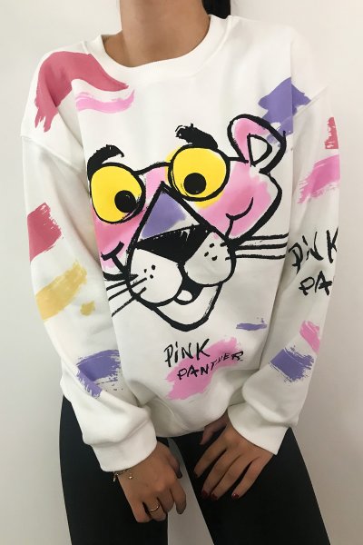 1165 Pembe Panter Baskılı Sweat