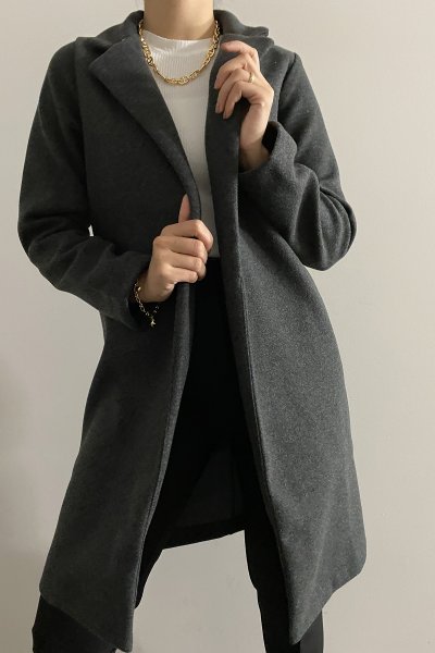 120 26339 Düğmesiz Kaşe Kaban