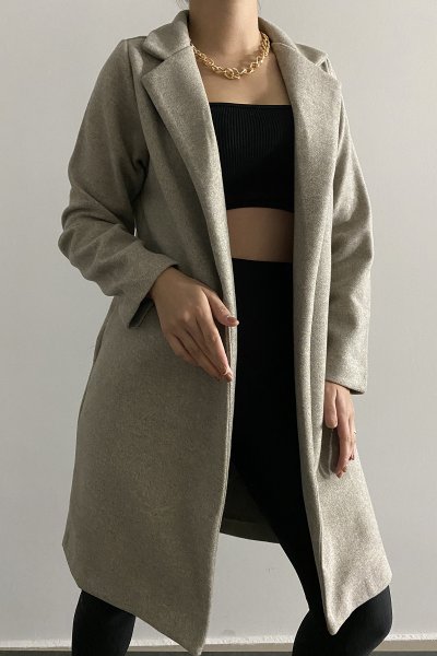 120 26339 Düğmesiz Kaşe Kaban