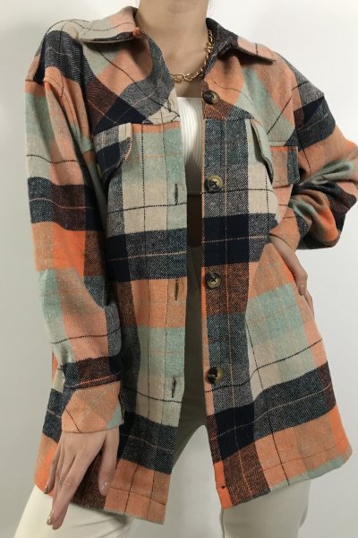 115 0111 Robalı Renkli Oversize Ceket