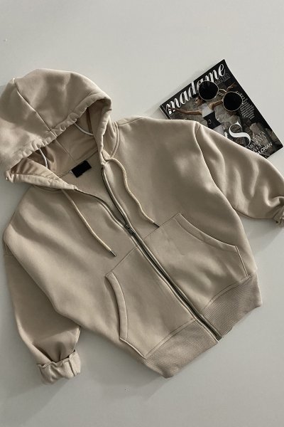 115 0086 Önden Fermuarlı Kapşonlu Sweat