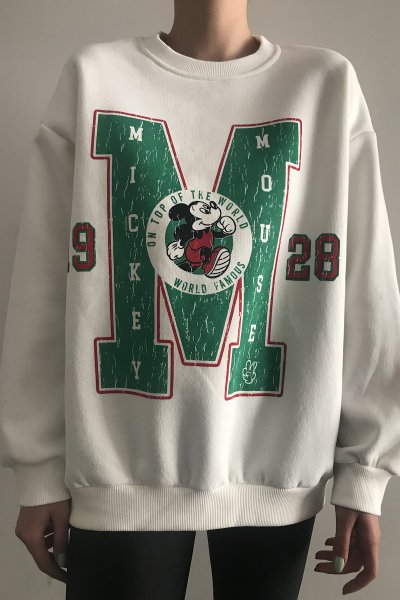 430 1928 Mickey Mouse Yazı Baskı Sweat