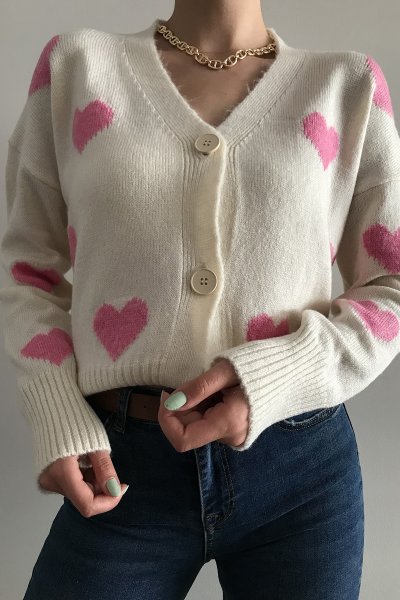 900 3220 Pembe Kalpli Triko Hırka