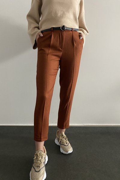 4S 00122 Kemerli Beli Lastikli Pantolon
