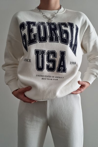 150 80284 Georgıa Usa Yazı Baskılı Sweat