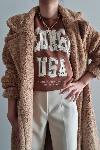 150 80284 Georgıa Usa Yazı Baskılı Sweat