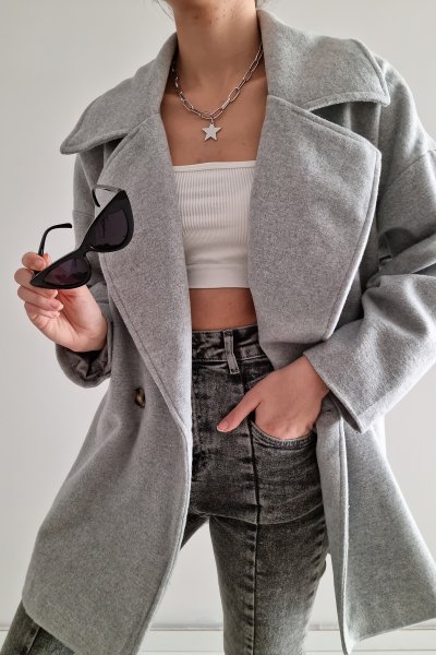 105 8970 Oversize Cepli Kaşe Kaban