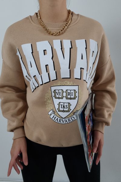 155 18428 Bis.Yaka Harvard Yazı Baskılı Sweat