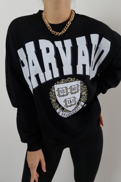 155 18428 Bis.Yaka Harvard Yazı Baskılı Sweat
