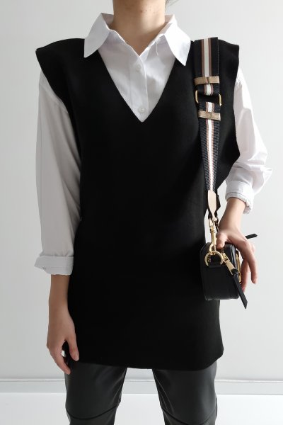 1950 V Yaka Kemerli Süveter