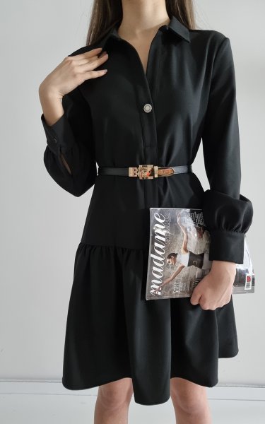 90010 Polo Yaka Klasik Elbise