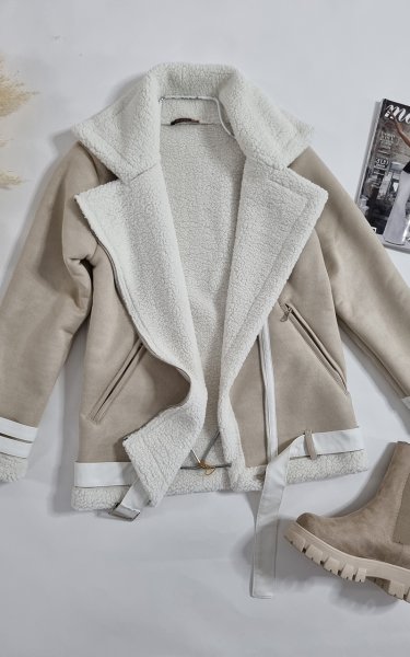 6384 Suet içi kürklü mont