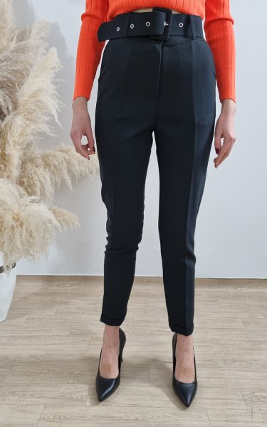 495 20219 Kemerli Duble Paça Pantolon