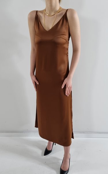 110 3993 Askılı Saten Elbise
