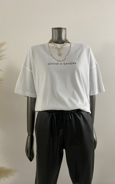 100 21006 Önü ve Arkası Yazılı Tshirt