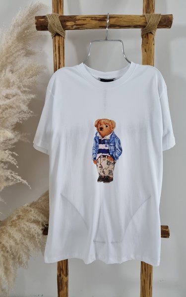 100 210019 Ceketli Ayı Baskılı Tshirt