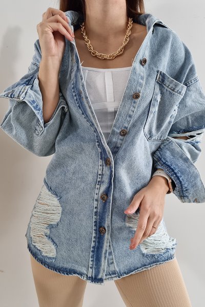 105 8982 Lazerli oversize kot çeket