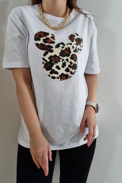 360 5150 Leoparlı mıcky baskılı tshırt