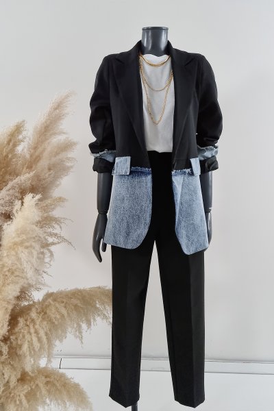 360 9936 Kot detaylı blazer ceket