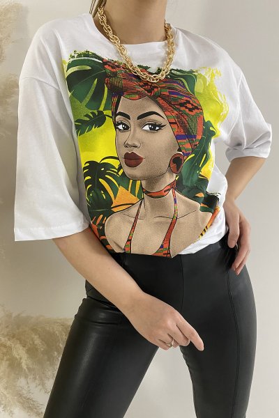 200 059 Afro kadın baskı tişört