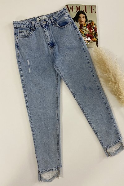 100 270004 Paçası Yırtık Jean pantolon