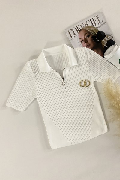 900 3613 Polo yaka fermuarlı kazak