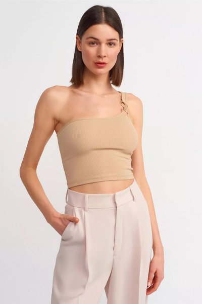 140 3781 Tek omuzlu crop top