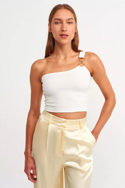 140 3781 Tek omuzlu crop top