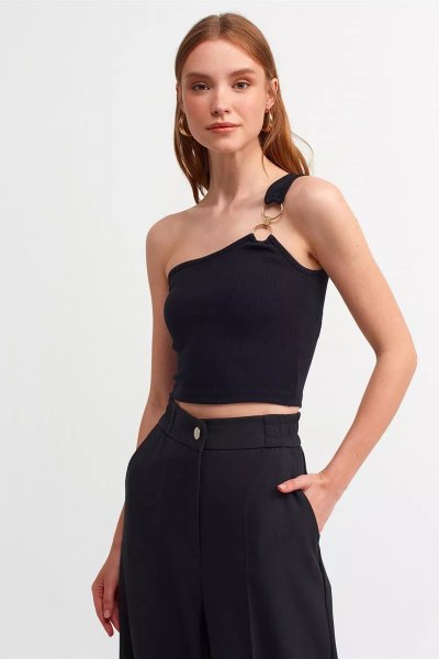 140 3781 Tek omuzlu crop top