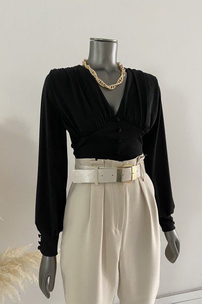 180 34840 Düğmeli uzun kol body