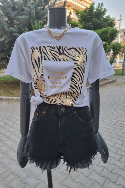 410 0992 Püsküllü mini kot şort
