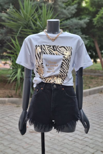 200 A005 Zebra Dsn Baskılı Tshırt