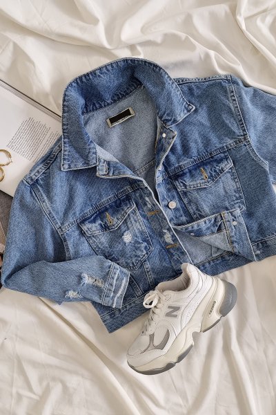 140 65301 Önü lazerli kısa jean mont