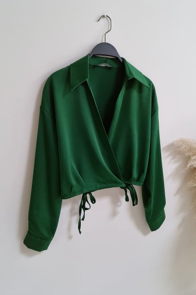 495 8054 Yanları bağcıklı kruvaze bluz