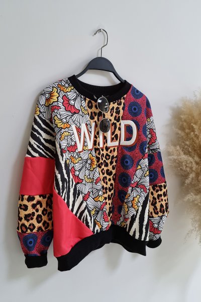 170 17675 Wıld yazılı desenli sweat