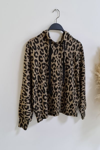 205 9867 Leopar kapşonlu sweat