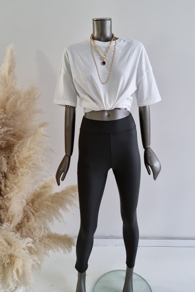 165 1741 Beli lastikli deri tayt