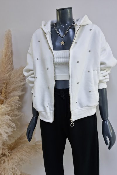 430 Kapüşonlu Taşlı sweat