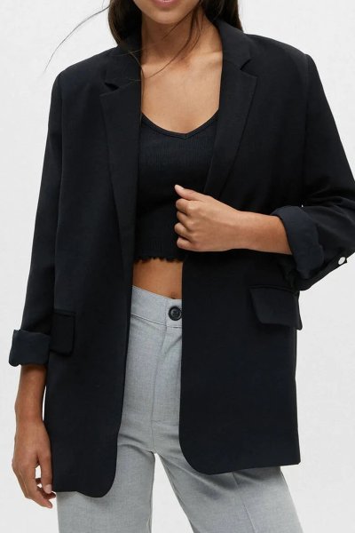 7474 Kıvrık kollu blazer ceket