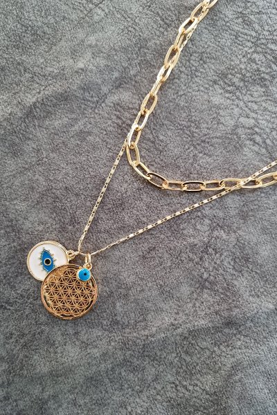 YAŞAM ÇİCEĞİ DETAY KOMBİN KOLYE