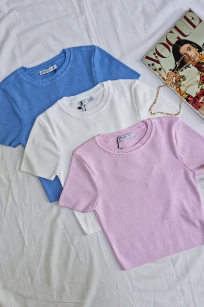 140 10357 Bisiklet yaka kısa kol crop