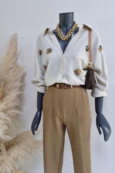 105 4751 Düşük omuzlu oversize gömlek